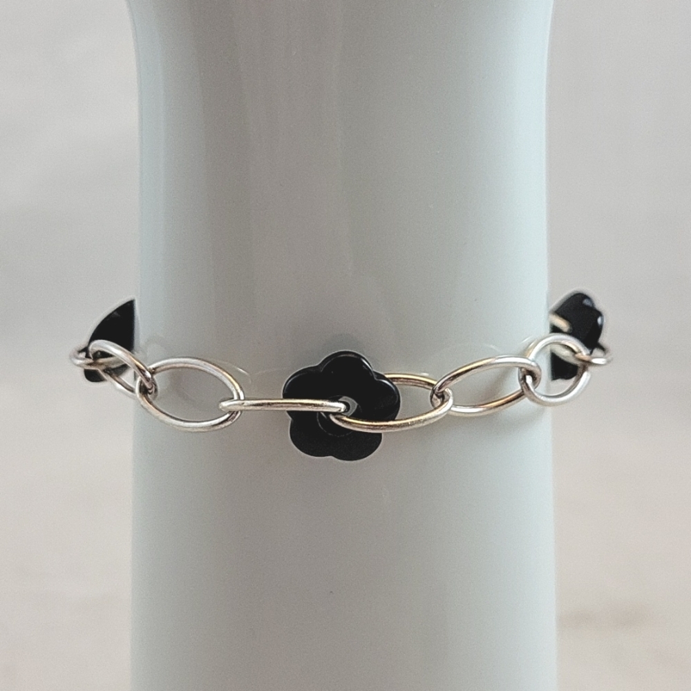 Sterling Silver & Black Agate Bracelet